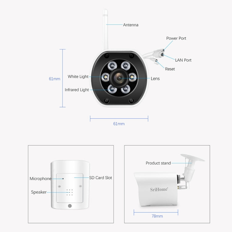SriHome SH034 5.0MP Mini Dual 2.4 / 5G WiFi Outdoor Waterproof Video Surveillance Color Night Vision Security CCTV Cam SriHome SH034 5.0MP Mini Dual 2.4 / 5G WiFi Outdoor Waterproof Video Surveillance Color Night Vision Security CCTV Cam